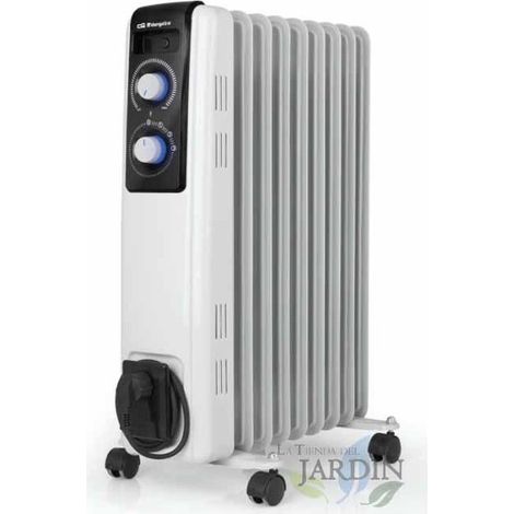 Radiateur à Bain d'Huile 2000W Chauffage électrique 9 éléments Orbegozo RF2000. Thermostat réglable