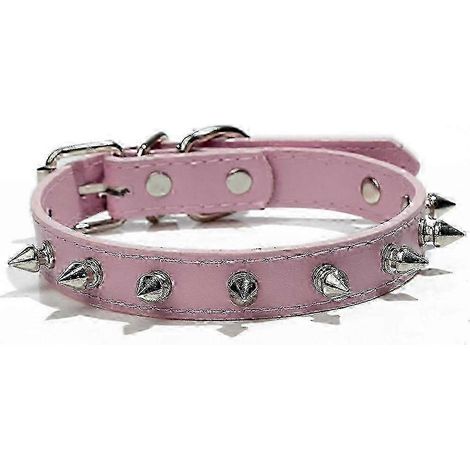 Colliers pour petits chiens en cuir uni, résistants aux morsures et réglables, rose XL (1/5)