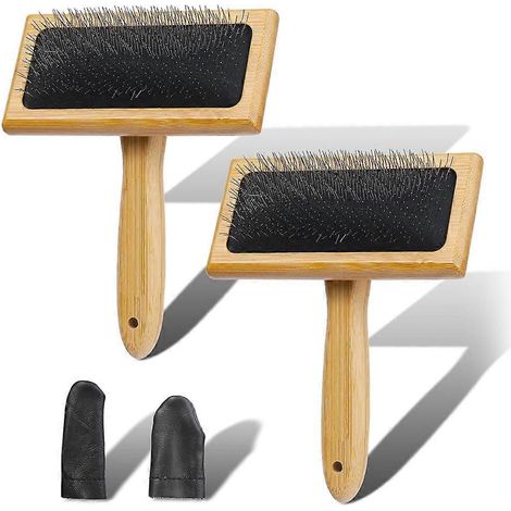 Lot de 2 cardes à laine en bois, pour laine, fibres, chat, brosse de cardage en bois pour le feutrage et le filage de la laine (1/5)