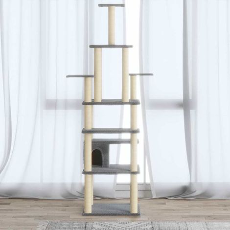 vidaXL Rascador para gatos con postes de sisal gris claro 183 cm (1/5)