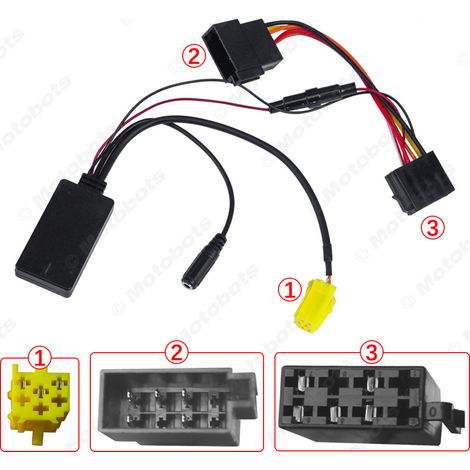 Compatible with Fiat Alfa Romeo Lancia SMART 451 AUX with original car power cable and AUX Bluetooth audio cable (1/4)