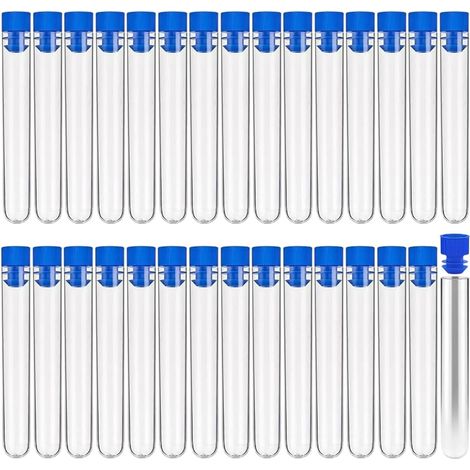 30 Pieces Plastic Test Tubes, Transparent Plastic Test Tubes, with Socket, for Party Gifts, Wedding, Sweets, Bath Salts, Spices, Flowers (15 x 100 mm) (1/5)