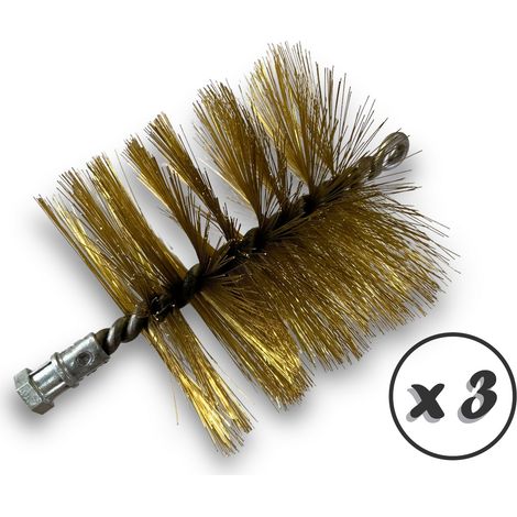 Lot de 3 Brosses à tube PRO LAITON Ø 140 mm Raccord M12175 femelle Ame en acier torsadé Nettoyage brossage tube et canalisation Kibros 41SCL140x3