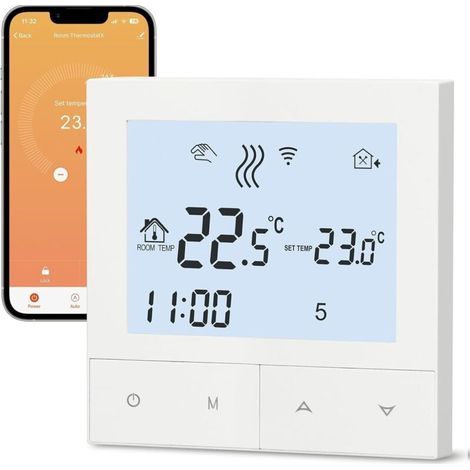 Thermostat Intelligent Thermostat de Chauffage Thermostats WiFi Thermostats Mural Intelligent pour Chauffage par écran LCD pour Facilité de Contrôle et Programmation, TDS72WIFI-EP (1/5)