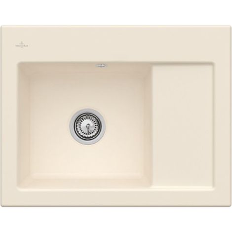 VILLEROY ET BOCH Subway 45 Fregadero compacto de 1 seno 65 x 51 cm con desagüe derecho Marfil CeramicPlus