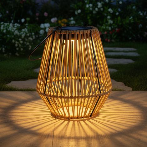 Lot 2 lanternes solaires rotin diamant LED étanche