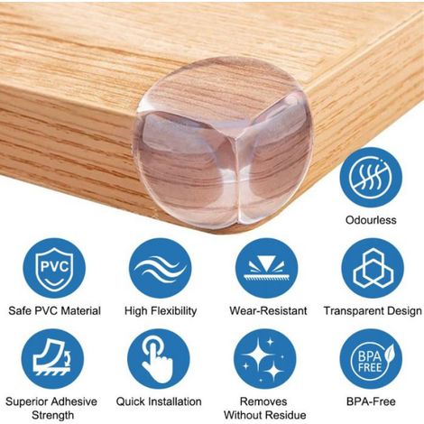 Protection Coin De Table - PVC Transparent - Pour Meubles En Marbre Verre Metal Plastique - 12 Pièces (1/5)
