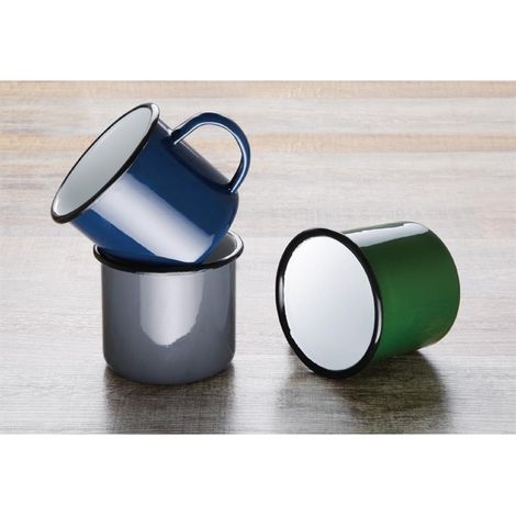 Mugs en acier émaillé vert et noir 350ml - Ref DC396 - Olympia (1/5)
