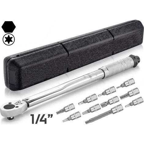 LLAVE DINAMOMETRICA 1/4" 2-24 Nm Con 9 puntas HEX y TORX, certificado