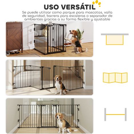 Barrière de sécurité pliable à 5 panneaux pour animaux de compagnie. 300 cm. avec verrouillage intelligent. pour escaliers et couloirs. noire. (1/5)