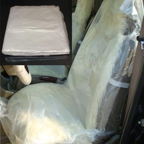 100 Housses de siège Auto jetables en Plastique imperméable pour mécaniciens, préparateurs esthétiques et Detailing Automobile — Rouleau de 140 x 80 cm, légères et résistantes à la déchirure (1/5)