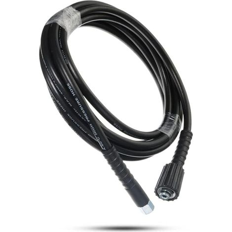 Manguera de repuesto YUET de 10 m para hidrolavadora, manguera flexible para lavado de autos y limpieza de jardines, conector roscado M14 x M22 de 14 mm, manguera de extensión, color negro. (1/5)