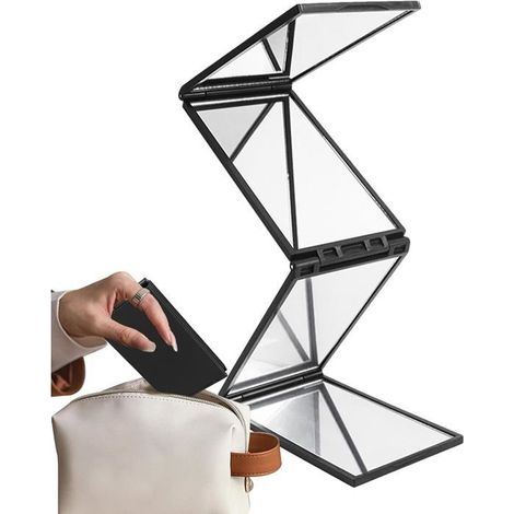 Miroir De Poche Portable À 360 Degrés,Miroir Pliable À 4 Côtés,Haute Résolution,Miroir De Poche Sans Déformation,Pour Maquil[BI221] (1/4)