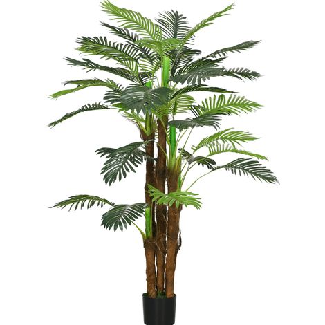 Plante artificielle palmier 160 cm en plastique, 5 troncs, pot lesté, feuillage réaliste pour salon, bureau, terrasse et jardin, déco intérieure et extérieure  CHICFURN (1/5)
