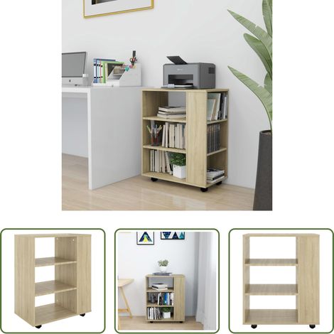 Armoire bureau -  Armoire à roulettes Chêne Sonoma 60x35x75 cm Bois d’ingénierie (1/5)