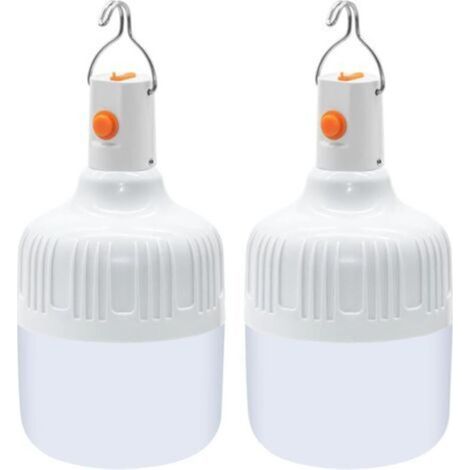 Juego de 2 linternas de camping, linternas portátiles con baterías recargables por USB, 500 lúmenes, luz exterior superbrillante para camping, tienda de campaña, patio, jardín y zona de barbacoa.