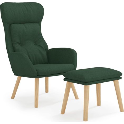 Maison Exclusive - Relaxsessel mit Hocker Dunkelgrün Stoff (1/5)