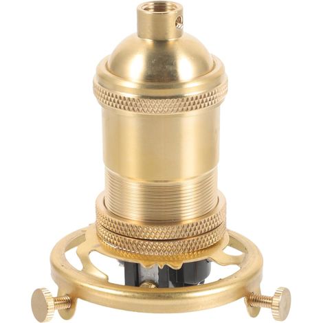 E27/E26 Aluminium Bulb Holder with Rotating Switch Vintage Socket Base for Hanging Wall Lamp Table Lamp and DIY Installation Kit with Triangular Bracket (1/5)