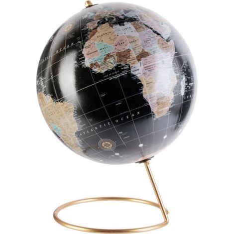 Globe Terrestre Déco "World" 29cm Noir & Or (1/4)