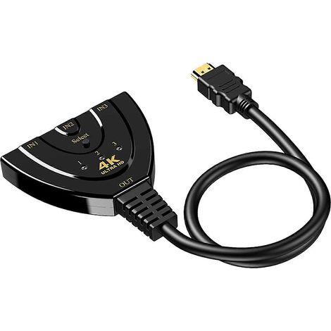 Répartiteur de ports de sortie HDMI 4K/1080p 3-en-1, hub 4K/2K/3D, mini commutateur HDMI 3 ports compatible, adaptateur secteur universel, adaptateur pour cordon d'alimentation de sèche-linge, 3 vers (1/5)