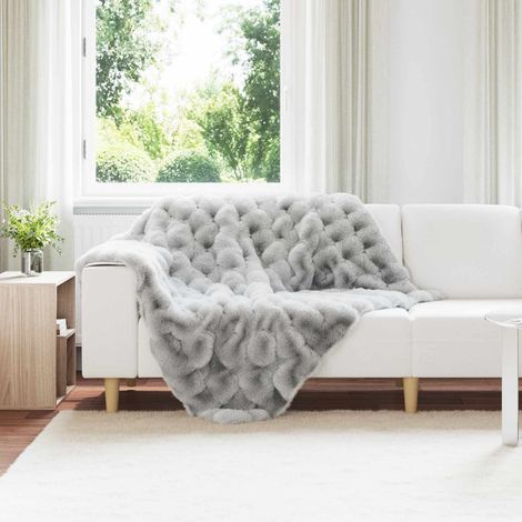 Rutschfeste Decke aus Kunstkaninchenfell Olite Grau Polyester