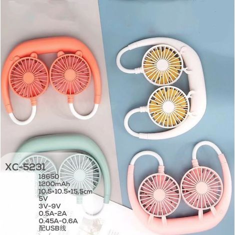 TRADE SHOP - Mini Ventilatore Portatile Ricaricabile Usb Per Sport Indossabile Collo Xc-5231 - (1/2)