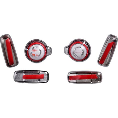 set of silver and black plastic decorative stickers for seat adjustment buttons, suitable for road use. (1/5)