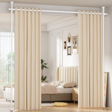 Tringle à Rideau Sans Percage 350cm (H) × 297cm (L) Blanc Paravent (1/5)