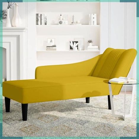 Fauteuil long - 4009798 - Jaune velours - Accoudoir droit - 140 x 56 x 66 cm (1/5)