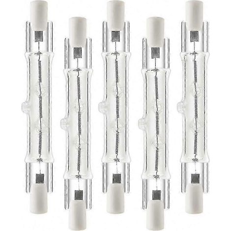 Lot de 5 ampoules halogènes R7 de 118 mm, 300 W, 230 V, à intensité variable, pour l'éclairage de chantier. (1/5)