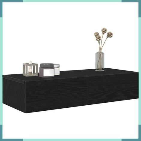 859978 étagère murale avec tiroirs noir 80x33x17 cm bois d'ingénierie (1/5)