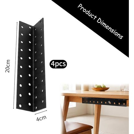 Metal Angle Brackets with 40 Holes 200 x 40 x 40 mm Black (1/4)