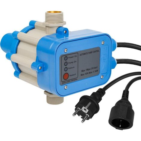 Pressostat Pompe Eau 10bar, électrique, Mise en marche et arrêt automatiques, avec câble, Bleu (1/5)