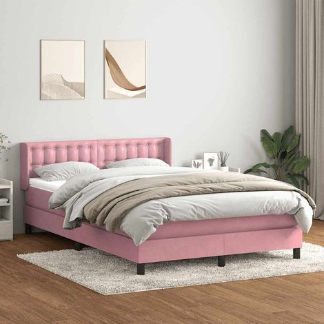 Boxspringbett mit Matratze Rosa 140x220 cm Samt