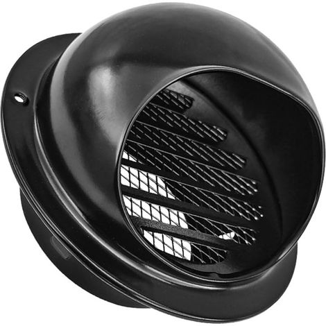 Grille d'aération murale ronde en acier inoxydable pour système de ventilation extérieur – 70 mm, noir (1/5)