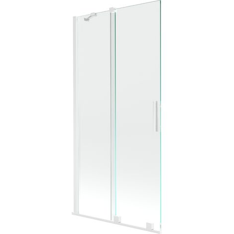 Mexen Velar 2-Flügel-Badewannenwand Regulierbare 95 x 150 cm, transparent, Weiß - 896-095-000-01-20