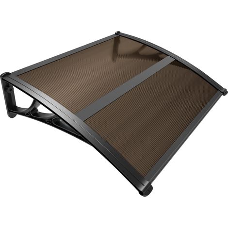VOUNOT® Marquesinas Exterior para Puertas y Ventanas Tejadillo Protección con Barra Central, 100x80cm Marrón