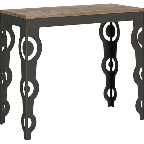 Console Extensible 90X40/196 Cm Karamay Small Evolution Chêne Nature Structure Anthracite (1/4)