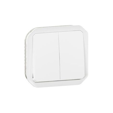 Commande double interrupteur ou poussoir Plexo composable blanc (069625L) (1/5)