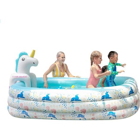 Piscine gonflable, cheval avec jet d'eau, 240x165x60cm (1/5)