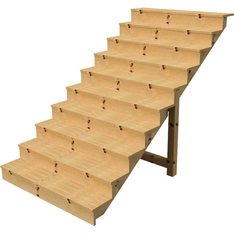 Berlin Escalier extérieur bois 10 marches H 173cm L-140cm - avec contre marche