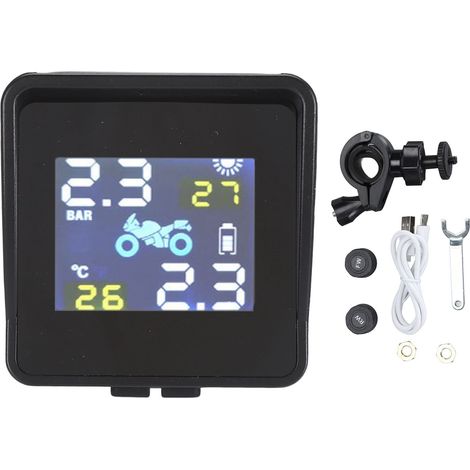 Ortviai Système de Surveillance de Pression des Pneus Moto avec Écran LCD et Panneau Solaire – Alarme Température/Pression (1/5)