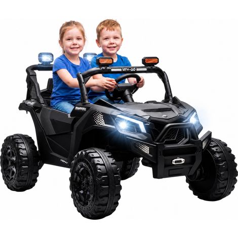 AIYAPLAY 24V 2 Seater Ride On Truck Car for Big Kids with Remote, Black (1/5)