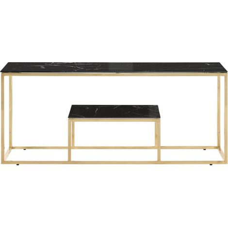 Maison Exclusive - Couchtisch Golden Edelstahl und Hartglas (1/5)