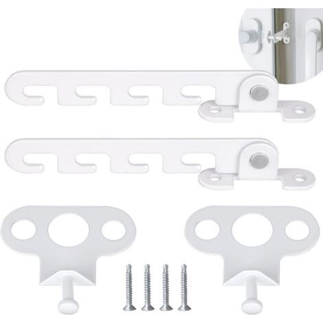 Verrou de fenêtre à battant 2 PCS – Acier inoxydable blanc – Installation facile avec vis – Sécurise l'ouverture à 4 angles