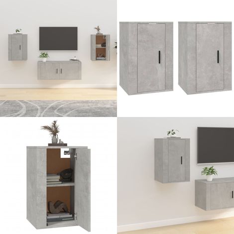 TV-Wandschränke 2 Stk. Betongrau 40x34,5x60 cm - TV Schrank - Wandregal - Wohnwand - Regal - Möbel - Home & Living (1/5)