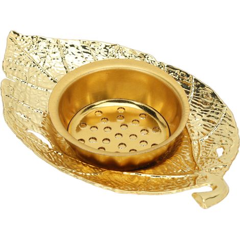 Brûleur d'encens en métal doré, design oriental pour méditation et décoration intérieure (1/5)