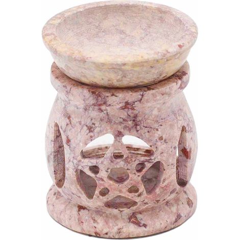 Petit Brûleur à Huile en Pierre Stéatite 8cm - Pentigon Trois Lunes- Vendu par 1 (1/4)