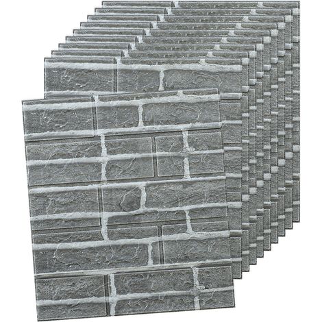 Panneaux Muraux Auto-Adhésifs - Revêtement Mural en Mousse 3D Brique Faux Pierre - 35 x 38,5 cm - Lot de 10 (1/5)