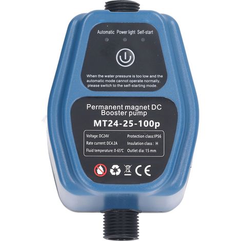 Pompe surpresseur automatique 24V 100W (bleu) avec veille intelligente AI, modèle haute configuration pour maison, débit faible volume, usage chauffe-eau solaire et douche, tuyau de pressurisation, ce (1/5)